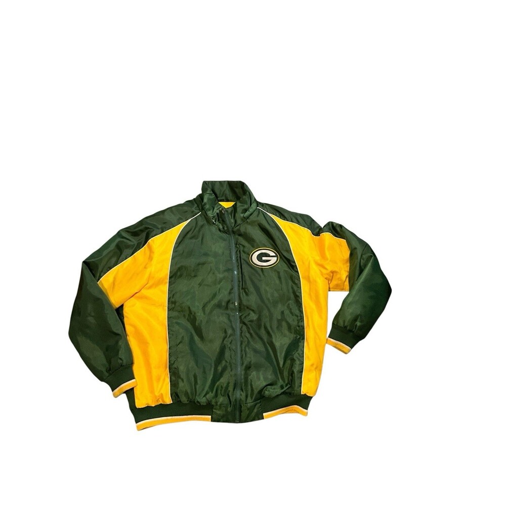 NFL Green Bay Packers Jacket Mens XL Green Embroidered Bomber